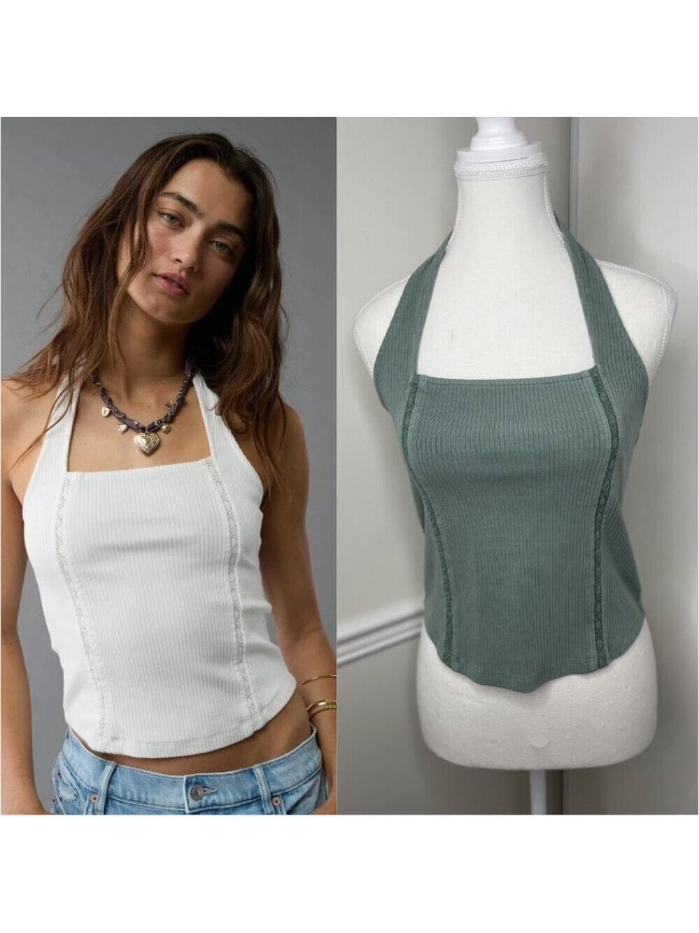 NWT American Eagle Lace Halter Tank Top M